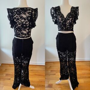 bebe Black Lace Jumpsuit